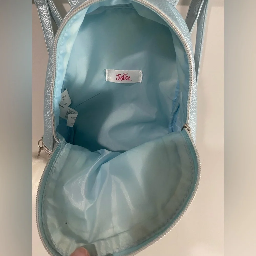 Justice - Light Blue Metallic Junior Mini Backpack